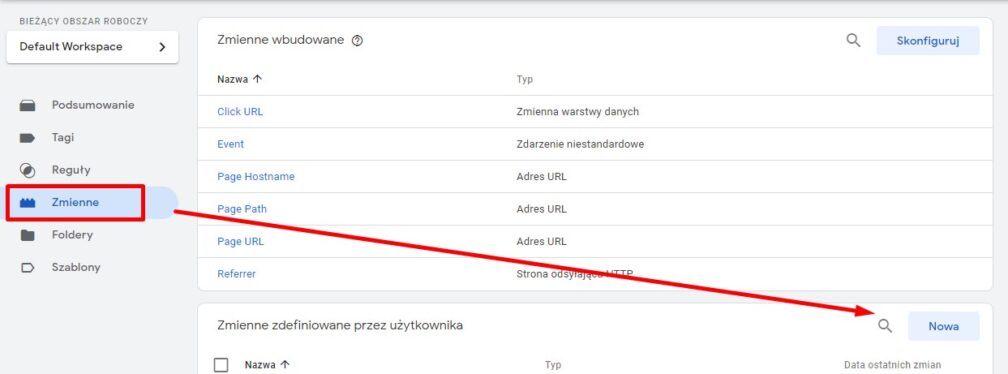 Tworzenie zmiennej zdefiniowanej przez użytkownika